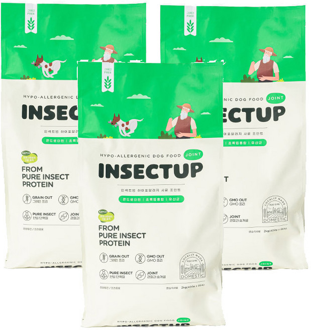 인섹트업 전연령 강아지 하이포알러지 습식사료 조인트 5p, 곤충, 2kg, 3개