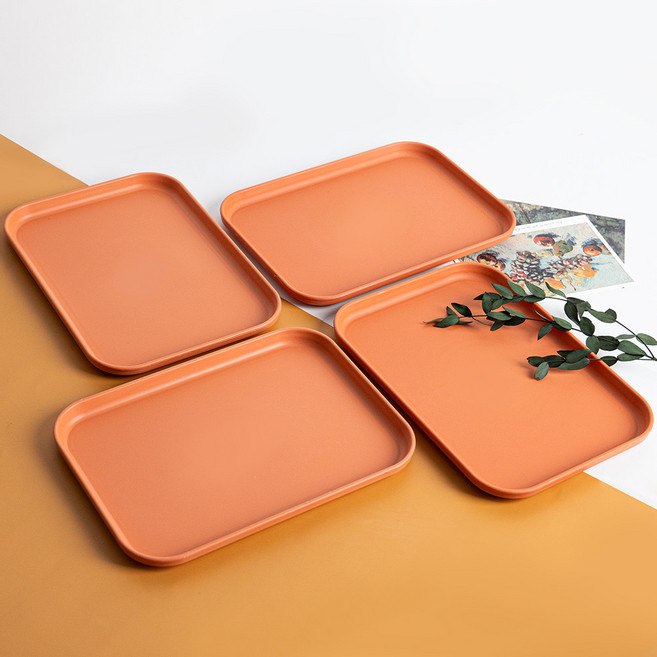 제로웨이스트 파스텔 사각 쟁반, 오렌지, 4개