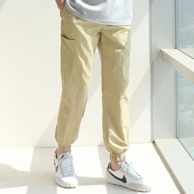 지지블랙 남성용 로빈 아노락 밴딩 카고 조거 팬츠