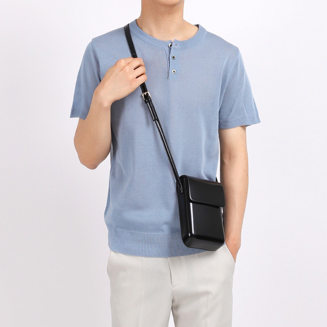 DKA 남성용 블라썸 헨리넥 니트 반팔 티셔츠 F06Y3_tc5142