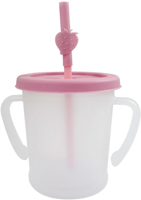 아가프라 매직 빨대컵 S 300ml + 실리콘 빨때 + 과일 빨대 탑, 1세트, 핑크(빨대컵), 랜덤발송(삘대탑)