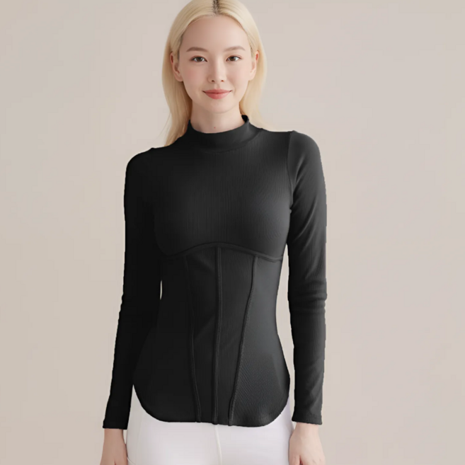 Goodif 女款瑜珈皮拉提斯運動高領塑形長袖T恤