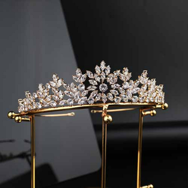 비즈 셀프웨딩 티아라 tra012, 골드, 1개