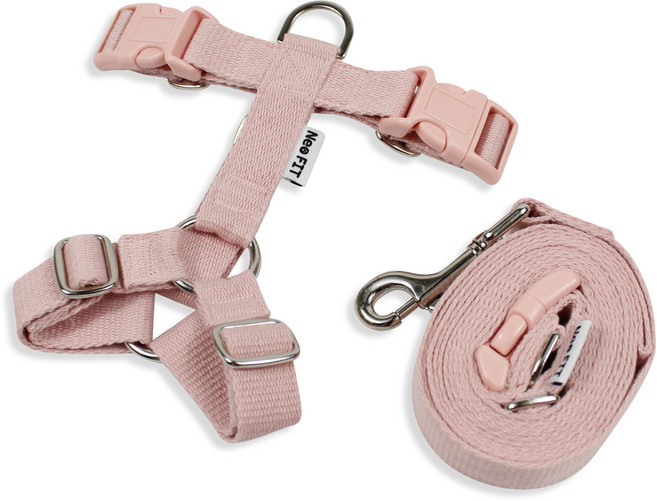 네오핏 반려견 솜사탕 H형 하네스 + 리드줄 세트, 딸기맛, 1개