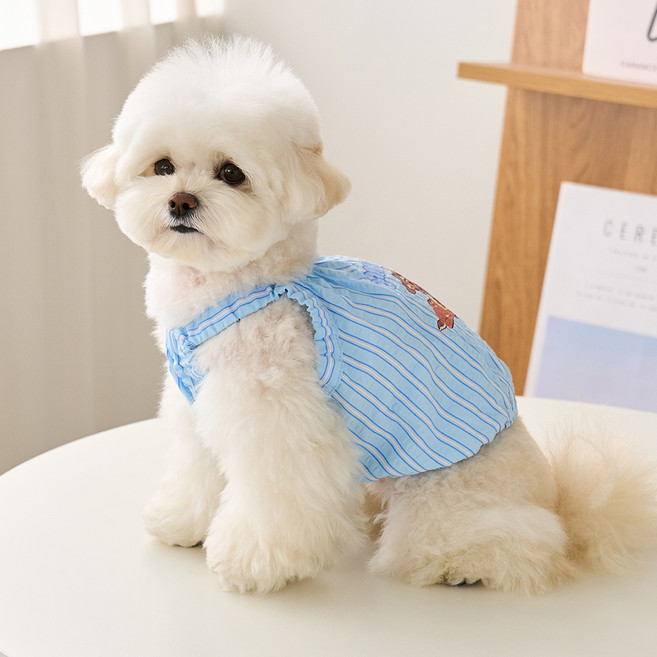 BENNYS 狗狗迪士尼斑比條紋短版上衣, 1個, 天藍色