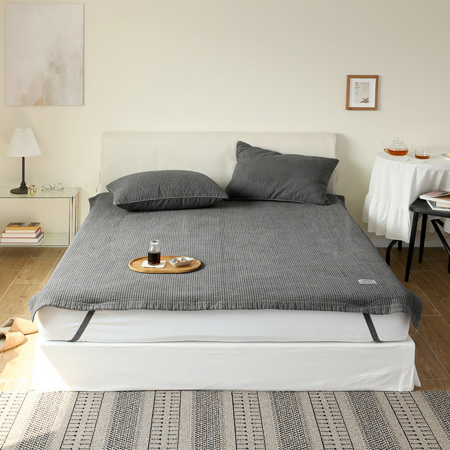 이블랑 뉴데이 60수 순면 피그먼트 침대패드, 챠콜