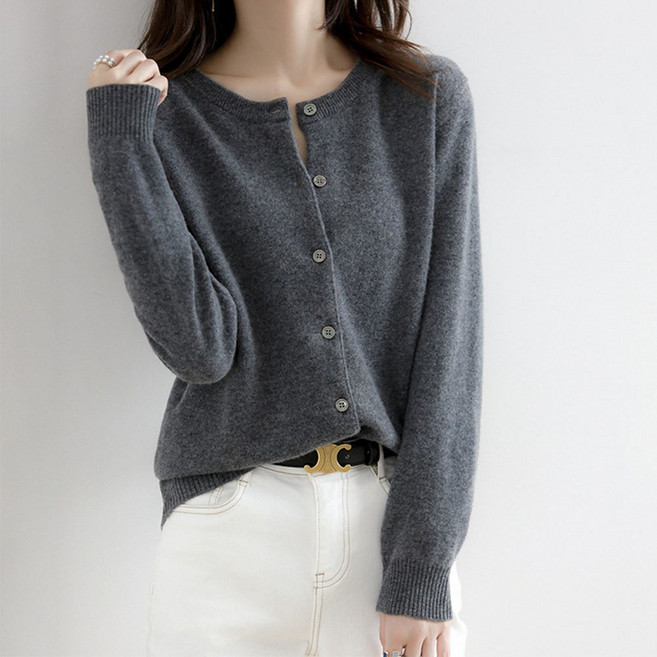 메이첼 여성용 레이나 라운드넥 니트 베이직 가디건 10837