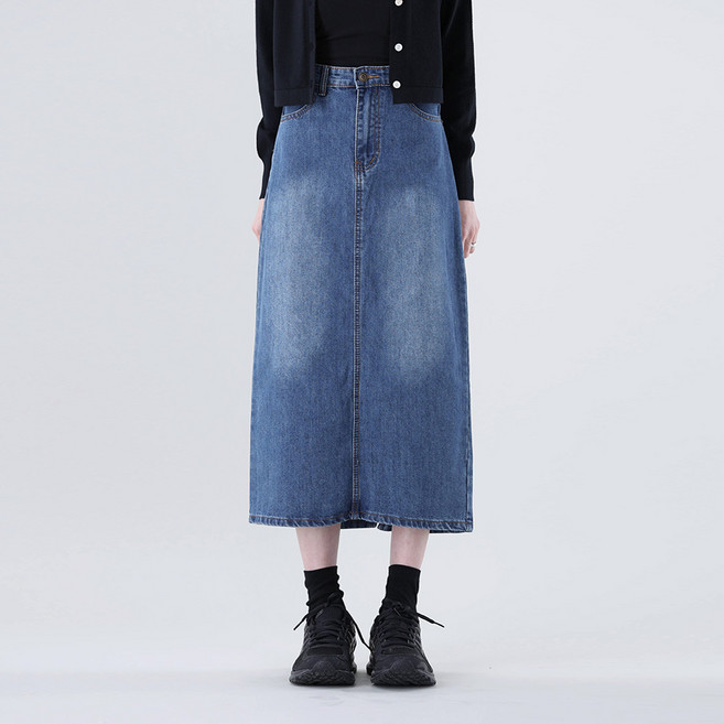 어썸어라운드 여성용 워싱 H라인 데님 스커트