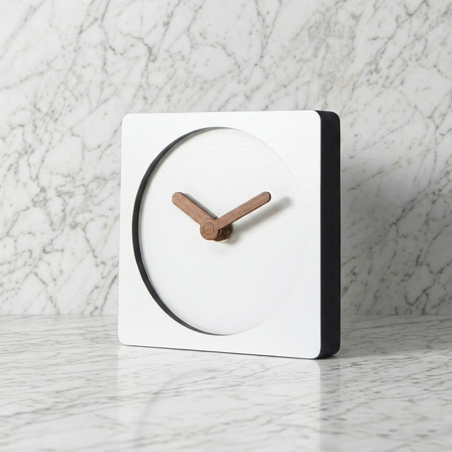 mooqs 무소음 우드 탁상시계 A, 화이트