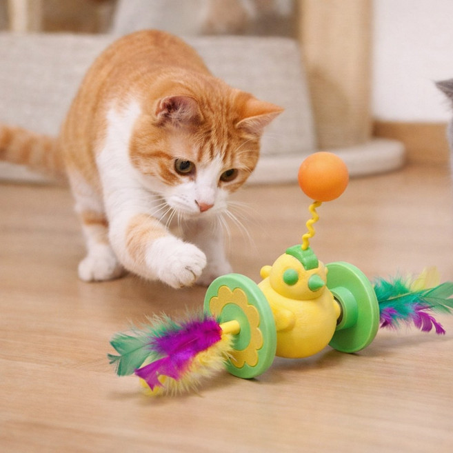 MAAH 고양이 혼자노는 밸런스 롤링 치킨 장난감, 1개, 혼합