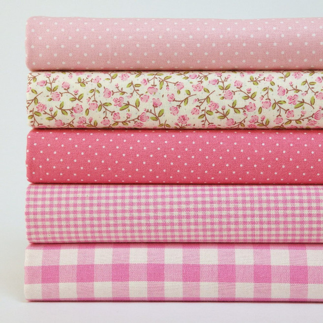 Shueshueroom 碎花菱格布料組 粉色 棉 100%, 1組