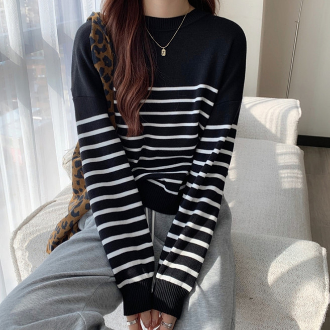 알로데 여성용 캐주얼 라인 니트 티셔츠