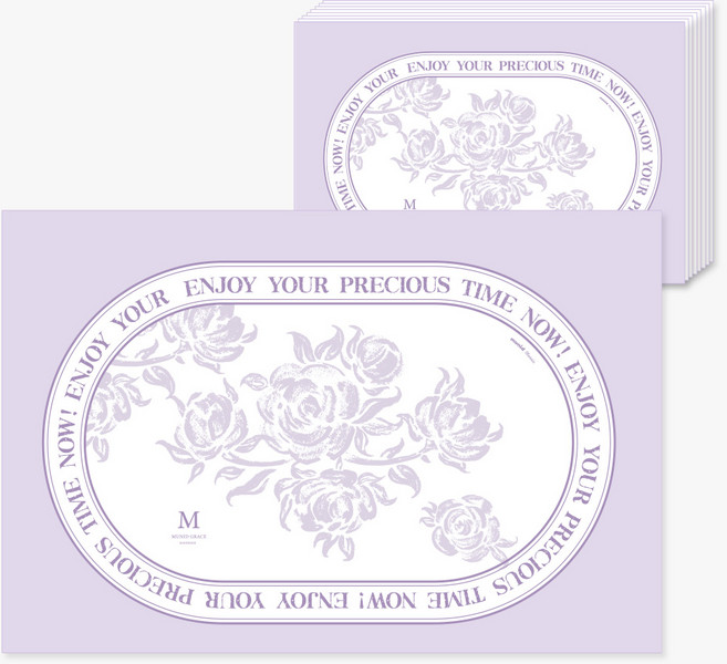 뮤니드 그레이스 가든 종이 테이블 매트, 라벤더 로즈, 410 x 275 mm, 50개