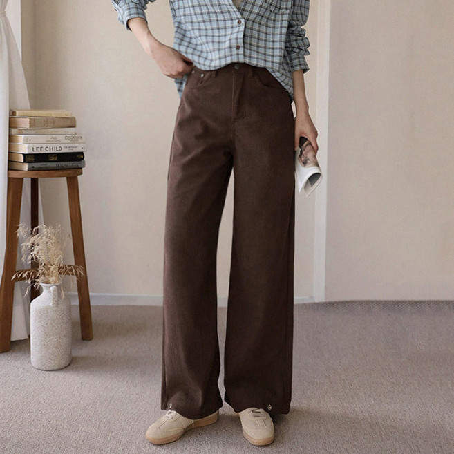 앤드스타일 여성용 숏/기본/롱 기장 히터진 12탄 본딩 융기모 코듀로이 스냅 와이드 팬츠 265023