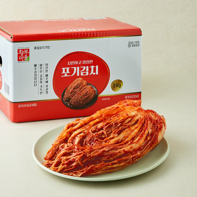 황보마을 중국산 포기김치, 3kg, 1개