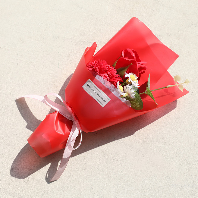 조아트 비누꽃 어버이날 카네이션 땡큐 베리 꽃다발, 레드, 1개