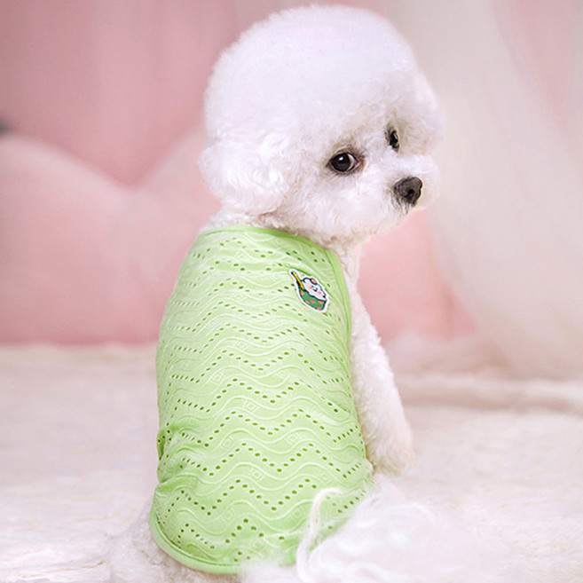 퍼피드림 강아지 리니 심플 컬러 민소매 티셔츠 10031, 1개, 그린