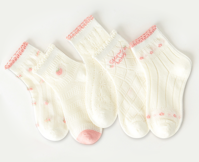 아이뿜 여아용 봄꽃정원 메쉬 양말 5종 세트 G52