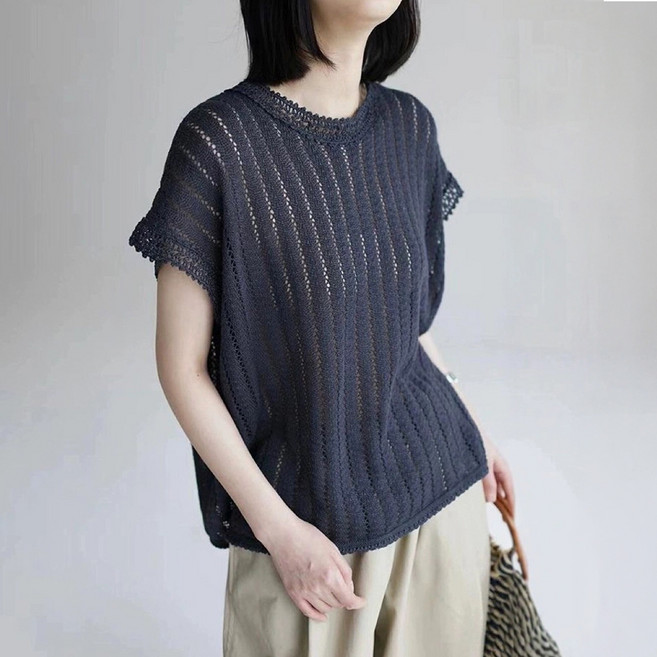 모이르벨라 여성용 시스루 썸머 반팔 니트 O263-0185