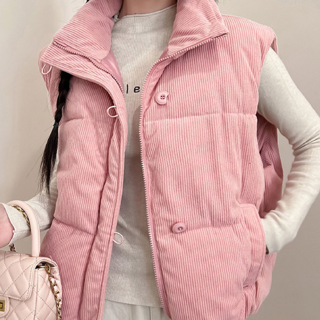 반야스토리 여성용 겨울 코듀로이 조끼 베스트 아우터 PP144