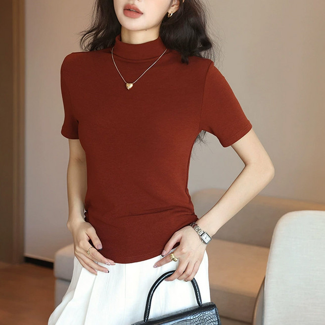 반야스토리 여성용 QQ112 슬림 반폴라 반팔 티셔츠