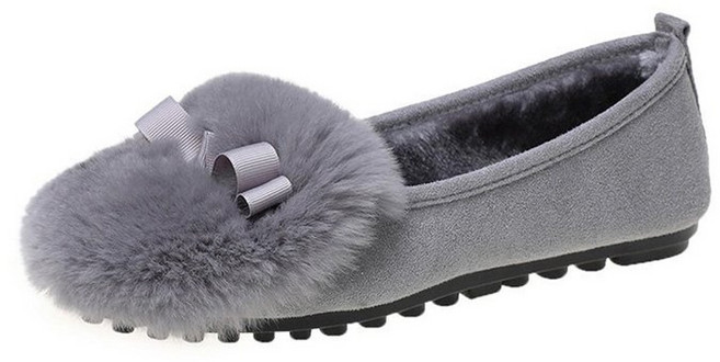 엘쏘 여성용 큐트 퍼 리본 슬립온