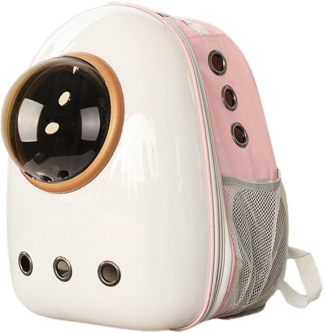 둥둥펫 반려동물 우주선 캡슐 백팩형 이동가방, 핑크, 1개