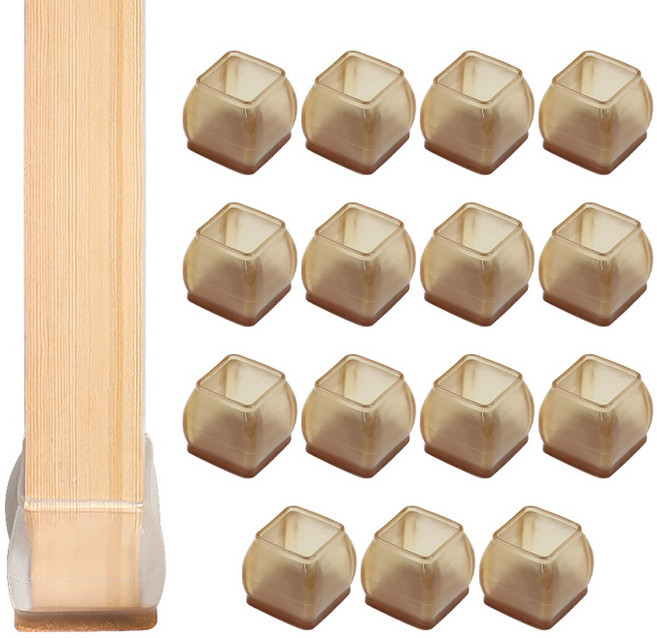 아리코 투명 의자발 커버 사각 16p, 브라운, 1개