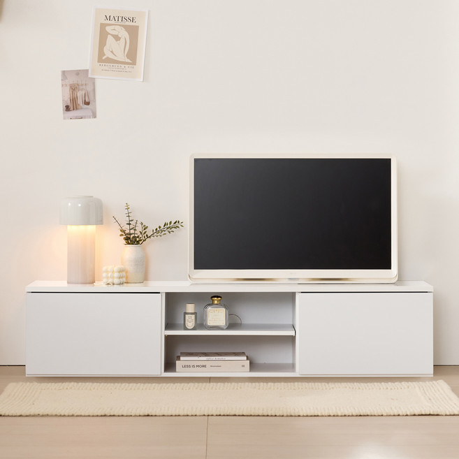 에스파 TV장 티비다이 수납형 거실장 1200, 화이트