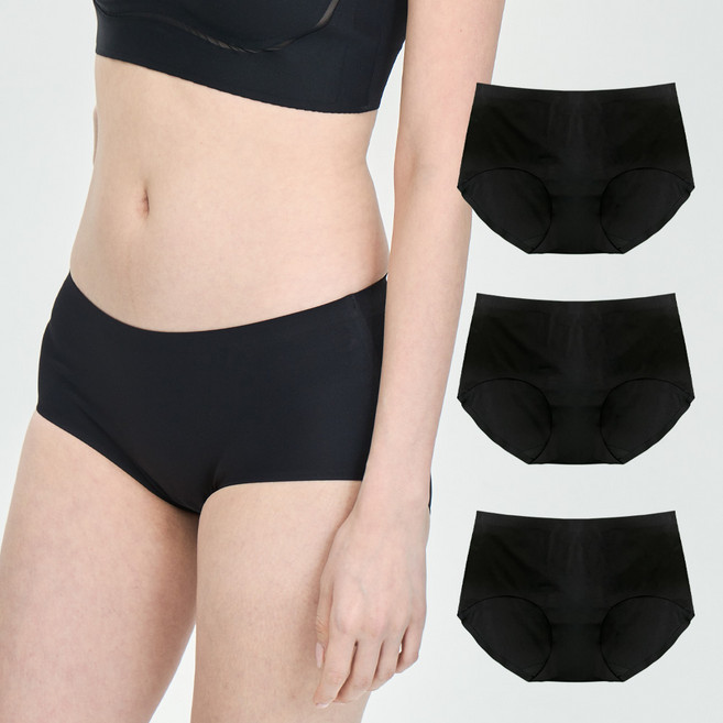 LOVELYON 女性無痕熱壓無縫內褲 AC80 3件組, 黑色