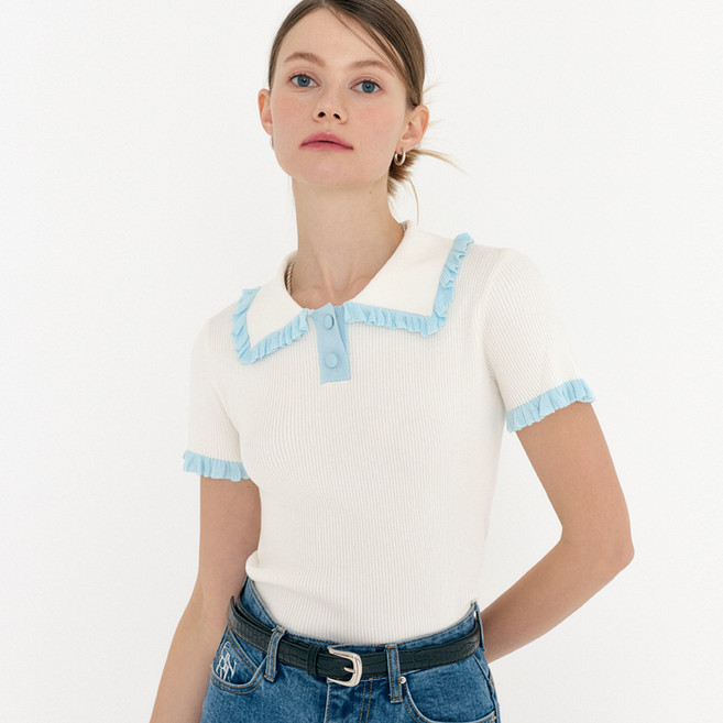 GENERAL IDEA 女性荷葉邊領針織衫 S22D06015WH