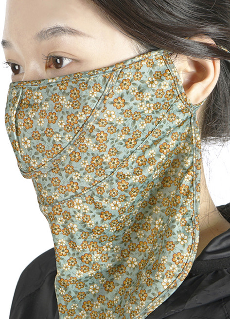 하이마운트 제코 여성용 플라워 자외선차단 마스크 커튼형, 그린, 1개