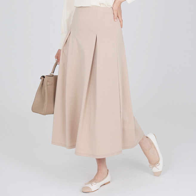 모이르벨라 여성용 폴립 핀턱 밴딩 롱 스커트 P24FW2-A0672