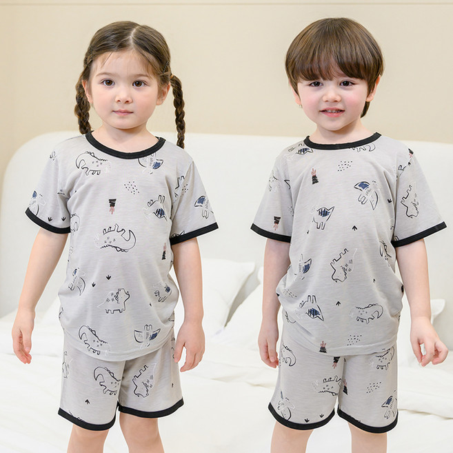 bonumam 兒童五分人造絲單面家居服上下套裝