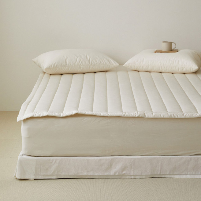 마틸라 모먼트룸 40수 순면 고정밴드 침대패드, 밀크크림