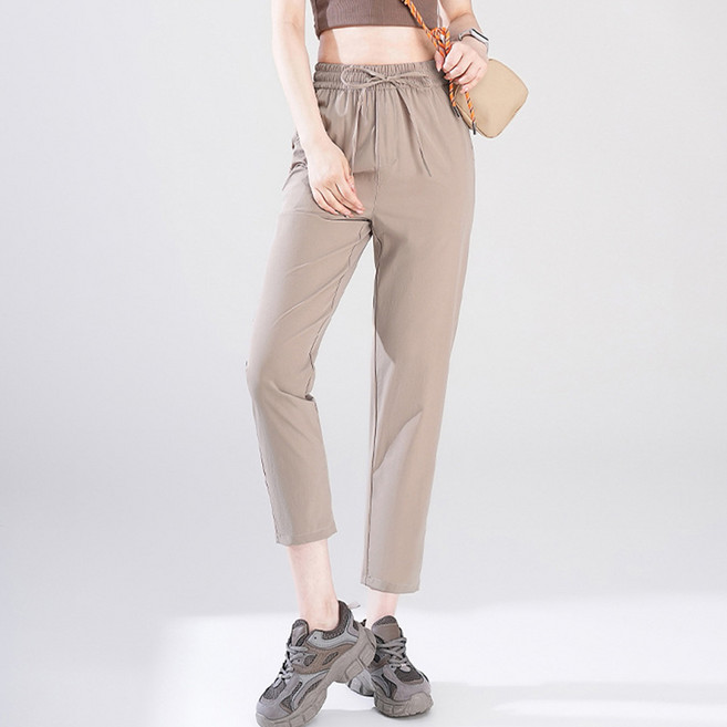 Elsso 女款輕量半寬版日常夏季鬆緊長褲