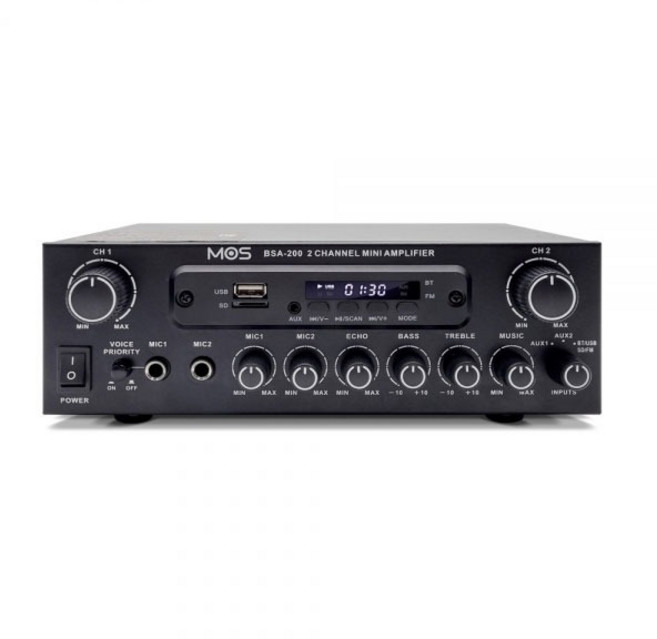 모스 2채널 블루투스 업소용 미니 앰프, BSA-200