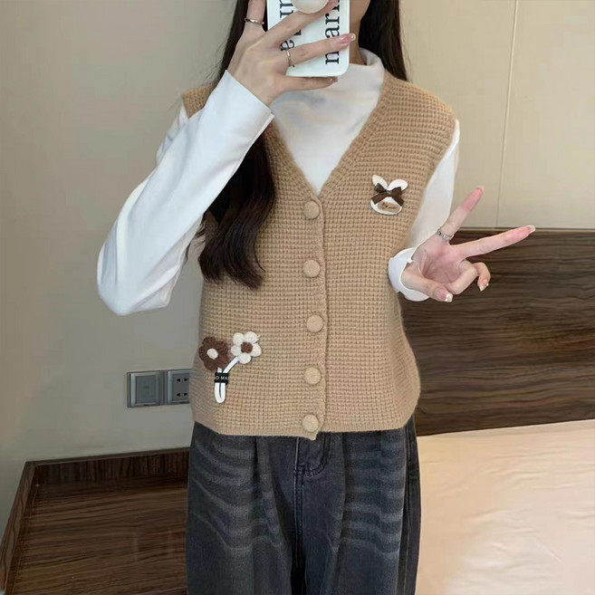 daysoy 女性立體兔子花朵針織背心