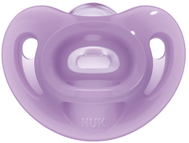 NUK 一體成形矽膠安撫奶嘴, 0~6個月, 紫色, 1入