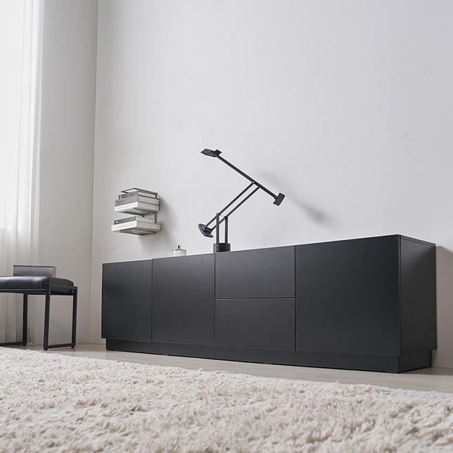 웰퍼니쳐 모나티 거실장 2000 방문설치, 블랙