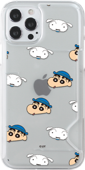 짱구 페이스패턴 반투명 카드 슬림 휴대폰 케이스