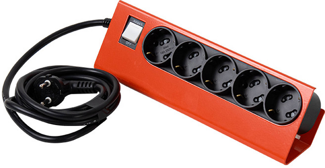 바나코 이지 픽스 데스크 멀티 플러그 5구, 1개, 2m, 오렌지
