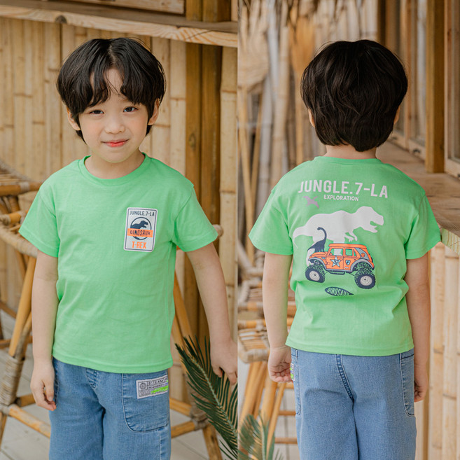 Lala Amang 男童款叢林恐龍短袖T恤