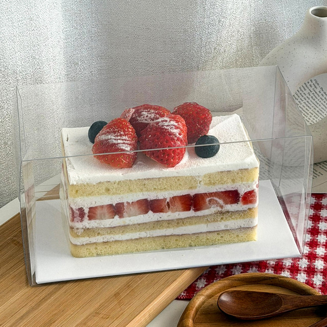 베스트팩 케이크 미니 롤케이크 상자 가로형 + 케이크받침 세트, 투명, 10세트