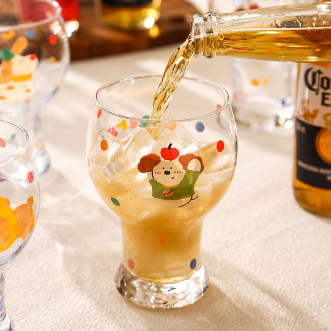 파라주니 멍파티 투나잇 캐릭터 덤벨 맥주잔 유리잔 3번, 1개