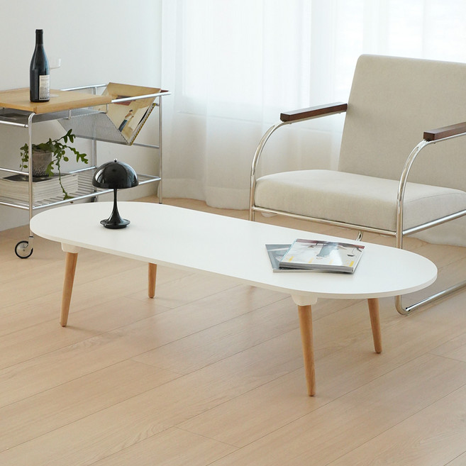 레몬트리 국내제조 E0 LPM 우드 접이식 타원형 1500 테이블, 스노우 화이트