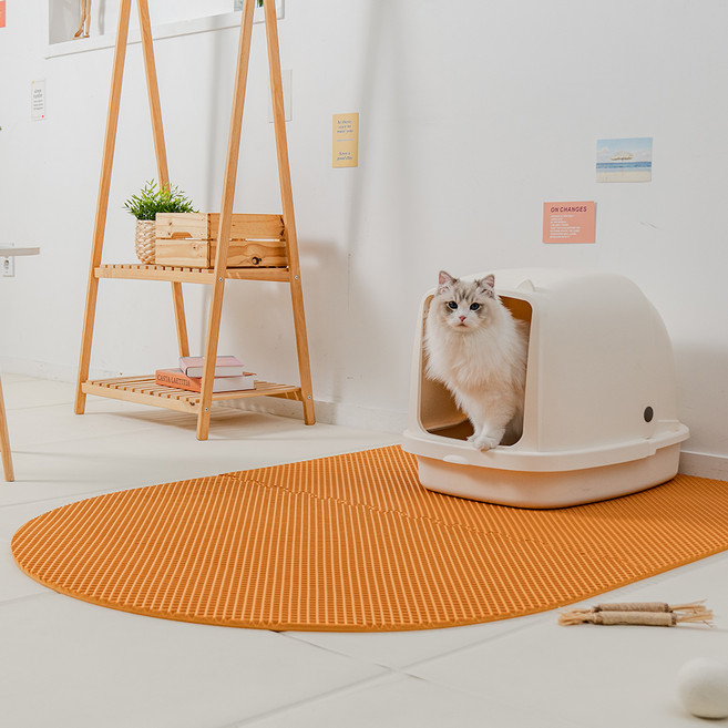 디팡 고양이 사막화방지 모래매트 화장실 발 패드, 아치형 오렌지, 1개