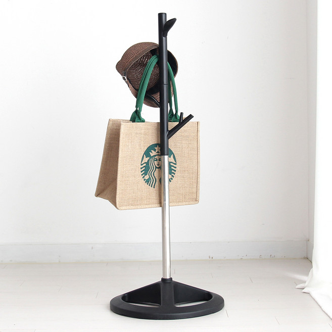 올리빙 국내산 스탠드 가방걸이 나무형, 블랙