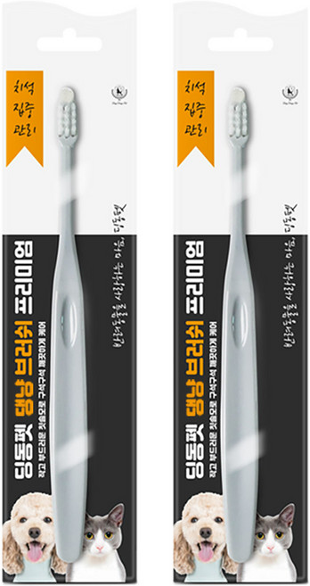 딩동펫 댕냥 브러쉬 프리미엄 칫솔, 혼합색상, 2개