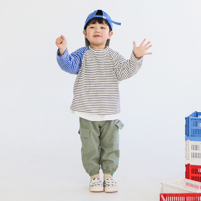 BOOMBOOMKIDS Merci Beaucoup 兒童鬆緊帶工裝褲 2 D2195